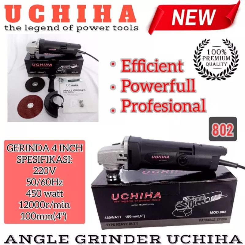 Mesin GERINDA 4inch Heavy Duty UCHIHA JAPAN TYPE 802 ada pengatur kecepatan (variable speed)