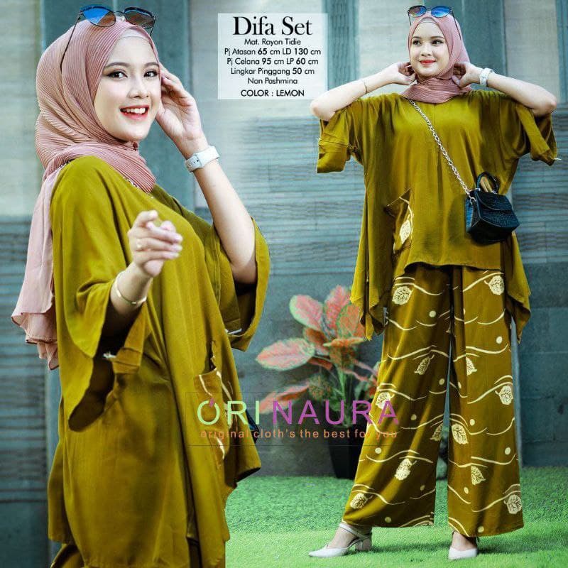 ONE SET WAKA WAKA DIFA SET 2 in 1 JUMBO  (ATASAN  + CELANA ) / SETELAN WAKA WAKA RAYON / SET RAYON