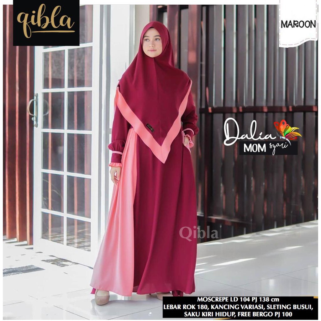 DALIA MOM - SYARI BAJU GAMIS SET JILBAB BERGO DRESS PARTY WANITA PEREMPUAN CEWEK BY QIBLA (COD)