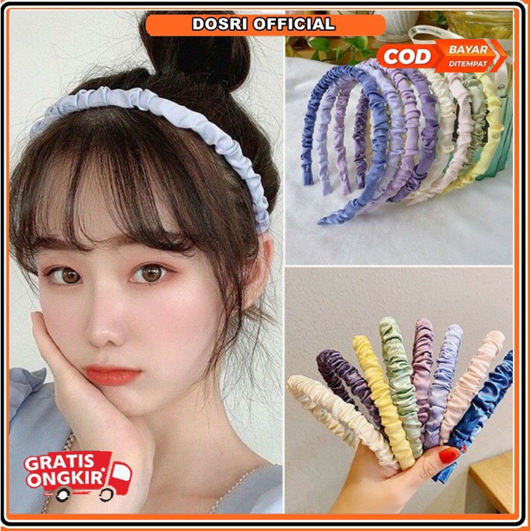 [BISA COD] 1Pcs Bando Scrunchie Korea Bandana Rambut Kain Polos Bando Wanita Aksesoris Rambut Pita Korean Fashion Style