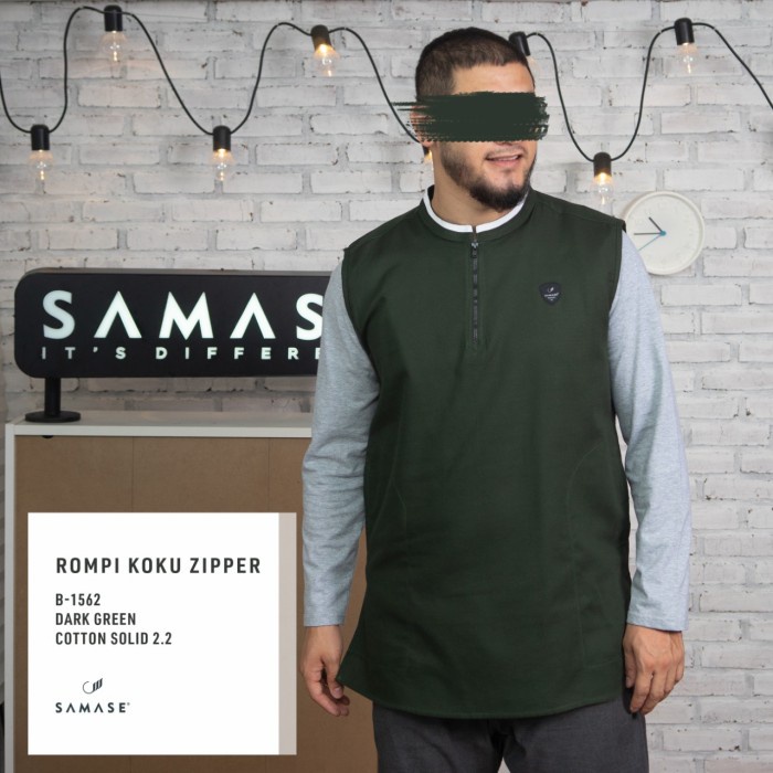 Sholat-Rompi- Rompi Sholat Koku Ziper Dark Green Samase B1562 - S -Rompi-Sholat.