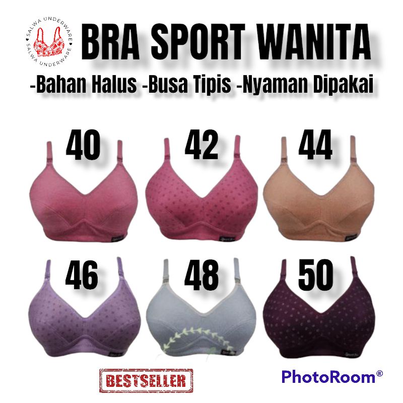 BRA SPORT/SIZE 40-50 JUMBO BH WANITA DEWASA TANPA KAWAT BUSA /BH JUMBO BIG SIZE CUP BESAR MOTIF POLO