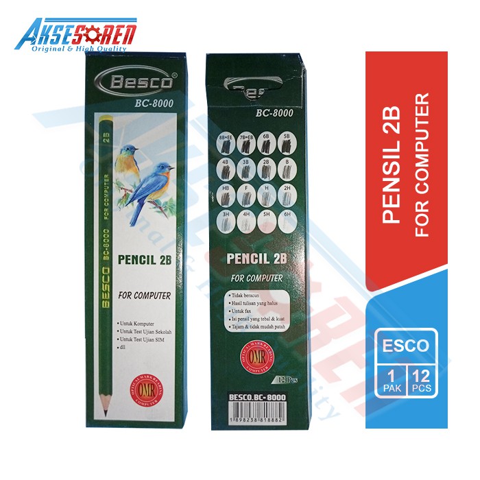 

PENCIL 2B BESCO [BC-8000/12 PCS] / ALAT TULIS UJIAN KOMPUTER / PENSIL GAMBAR MENULIS [1 PACK]