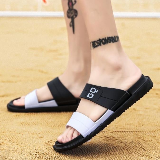 100% impor Sandal Pria Korea Fashion Sandal Ulzzang Hitam Fashion