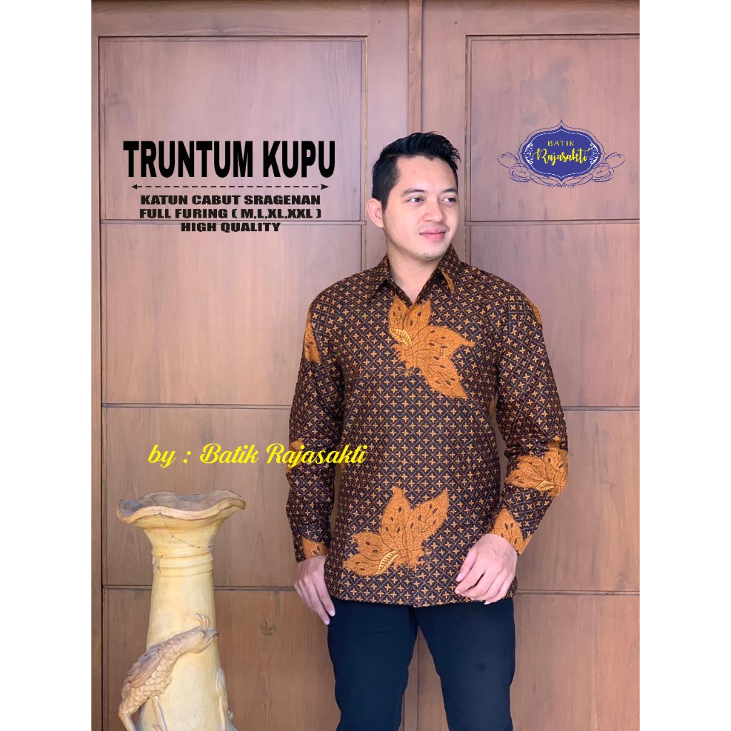 TRUNTUM KUPU Kemeja Batik Pria Lengan Panjang Katun Halus FULL FURING Rajasakti