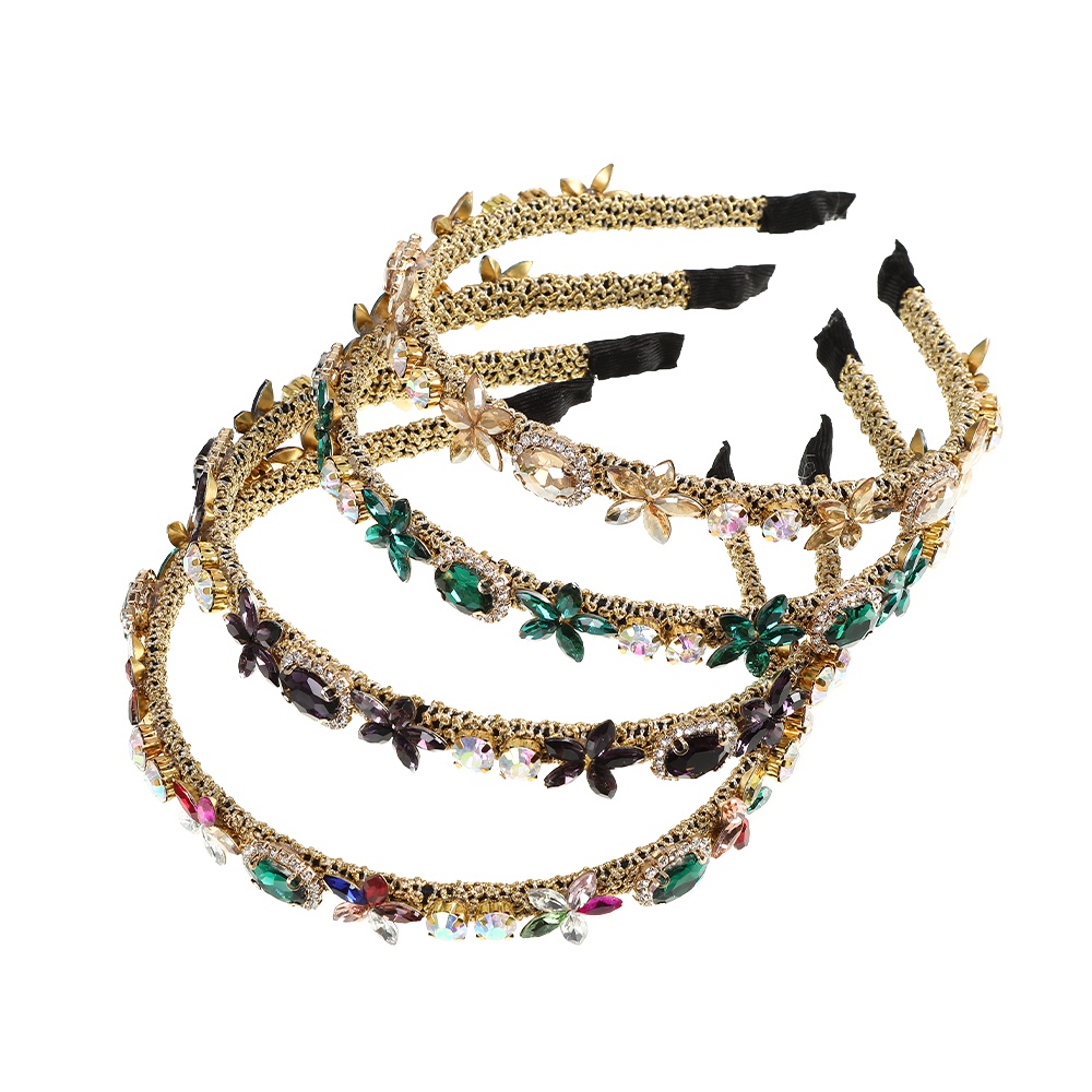 Headband Kristal Berlian Imitasi Bahan Logam Untuk Aksesoris Rambut Wanita