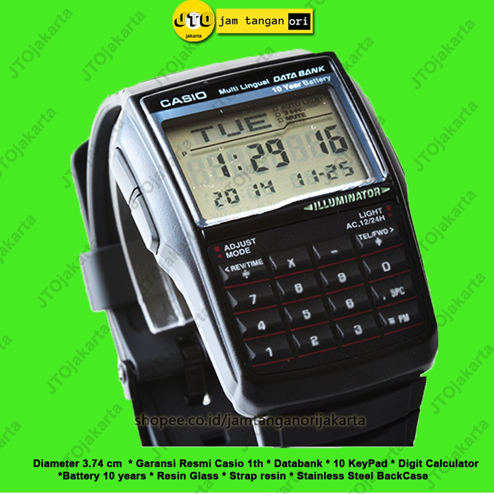 Casio Calculator Jam Tangan Pria Hitam Strap Karet Ca 56 