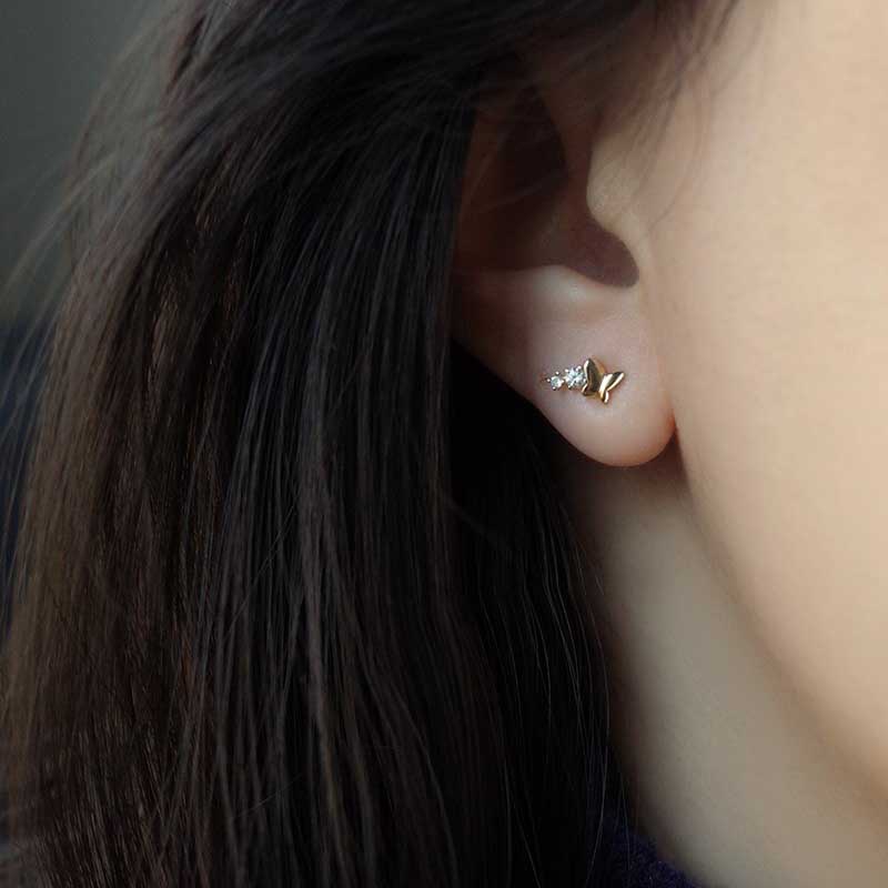 Kupu-kupu Anting Pejantan Kristal Berlian S925 Sterling Perak Emas Perhiasan Fashion Wanita Earrings