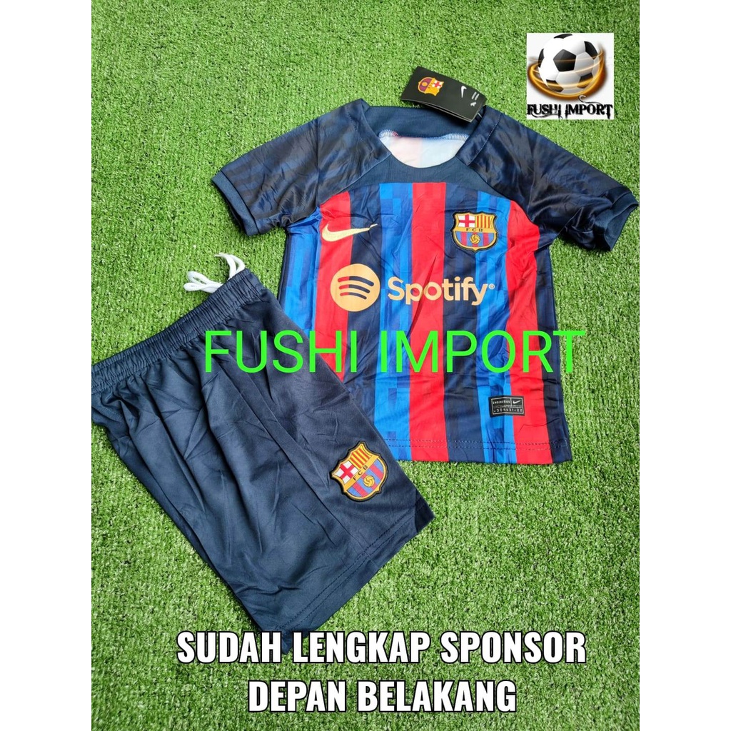 Setelan Jersey Baju Bola Barca Home Kids Anak 2022 2023 Fullset Satu Set Grade Ori