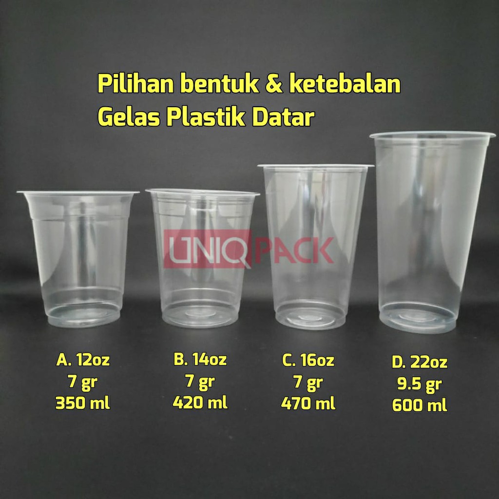 50 Cup Gelas Plastik Oval Datar 12 14 16 Oz Shopee Indonesia