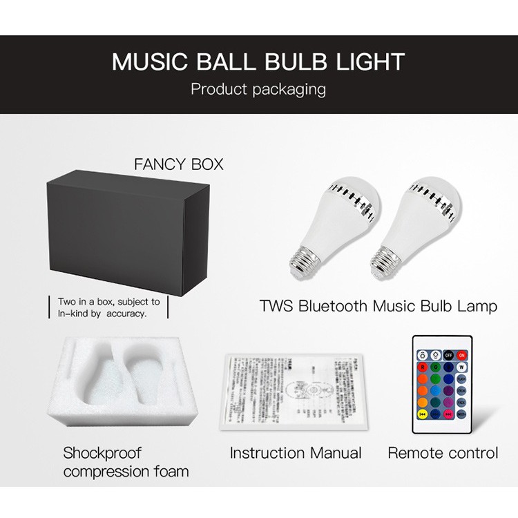 Lampu Bohlam Speaker Musik Bluetooth 2 in 1 Warna RGB