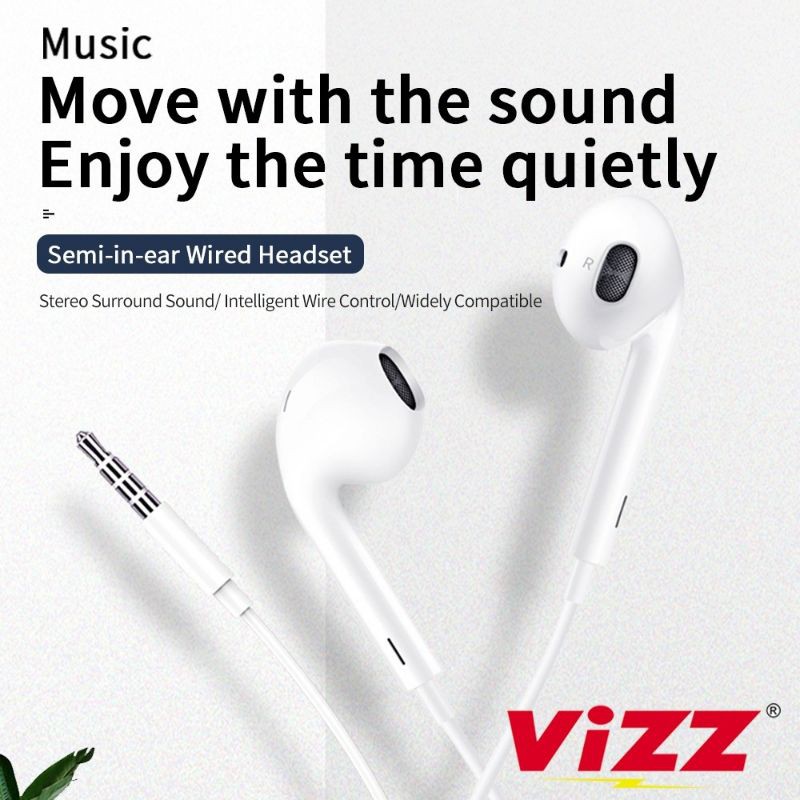 Handsfree Vizz E02 Stereo Headset Vizz Microphone Original Vizz