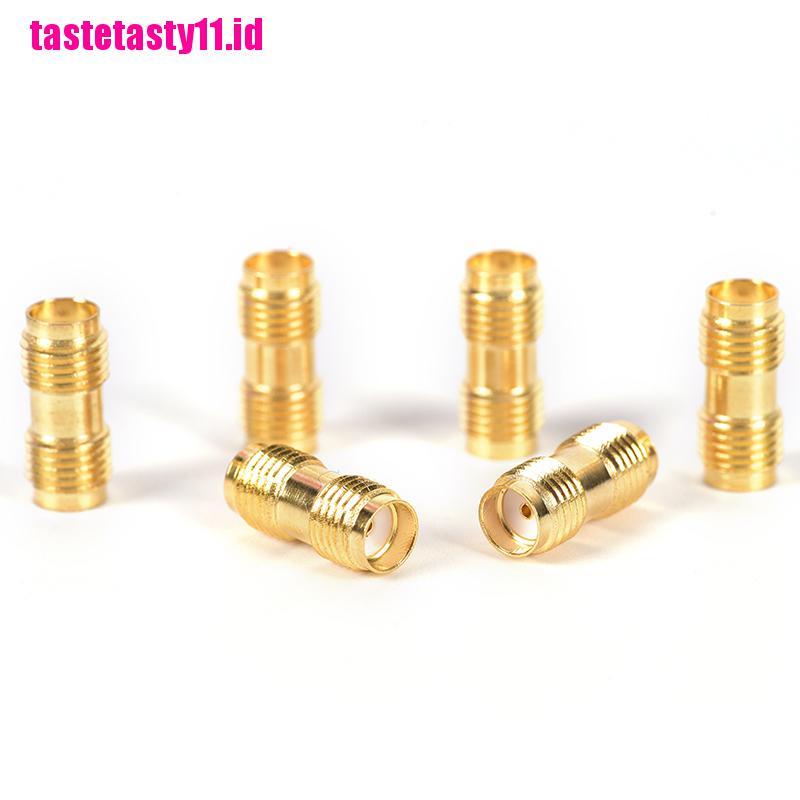 2 Pcs Konektor Adapter RF Jack Lurus SMA Female Ke Female Bahan Logam Warna Emas