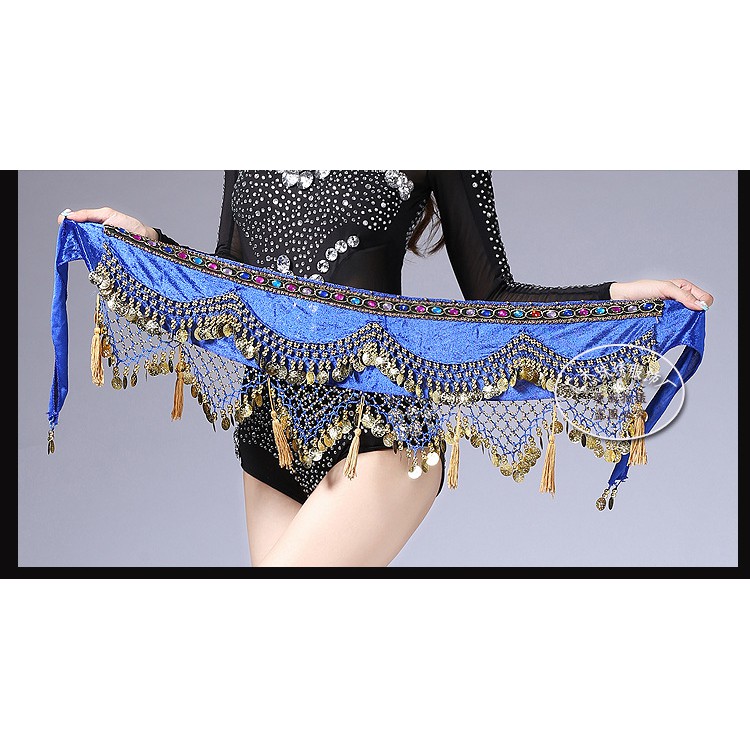 BELLY DANCE BELT PYRAMID SELENDANG PINGGUL TARI PERUT TARI TAMBORIN INDIA KOSTUM PENTAS PIRAMID SEGITIGA RUMBAI BELUDRU