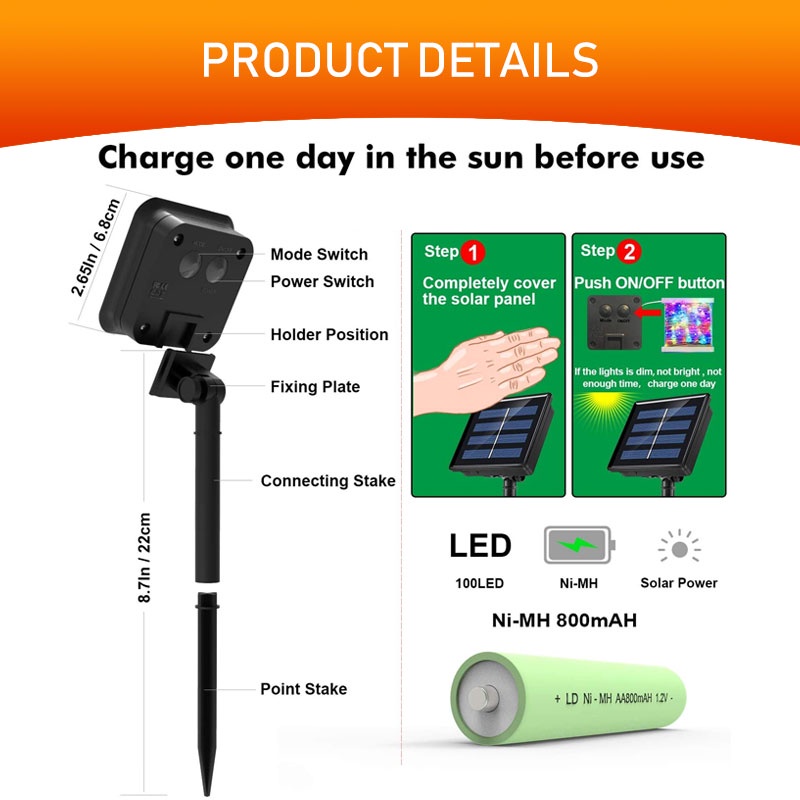 IP65 Waterproof Lampu Solar String Light Powered Copper Wire String Light untuk Outdoor Indoor Taman Rumah Pesta Pernikahan