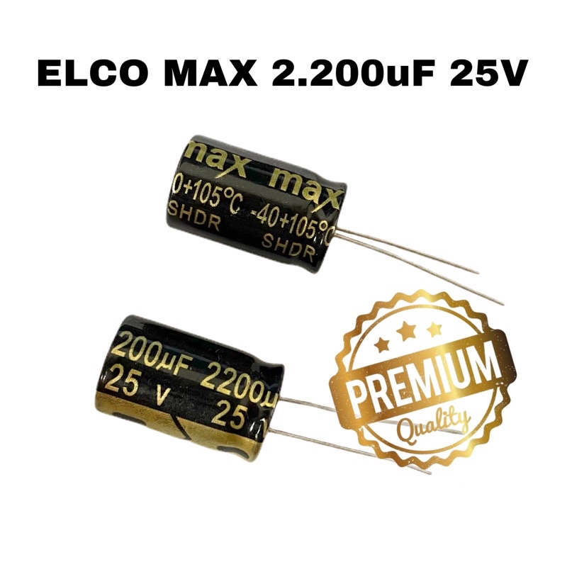 Elco Capacitor Kapasitor MAX 2.200uF 25V