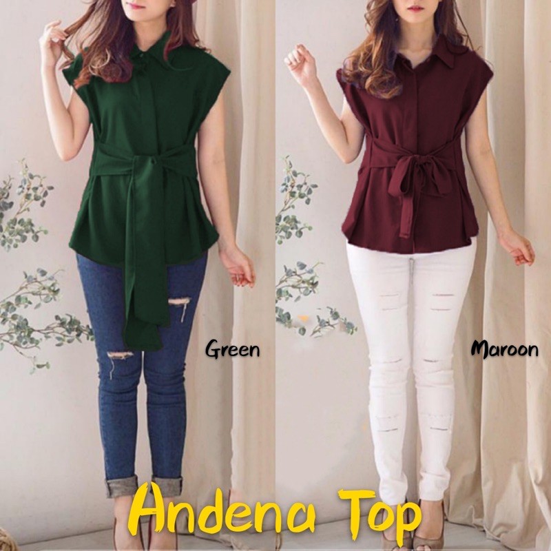 BAJU BLOUSE WANITA ATASAN CEWEK ANDENA TOP FASHION LENGAN PENDEK KEKINIAN