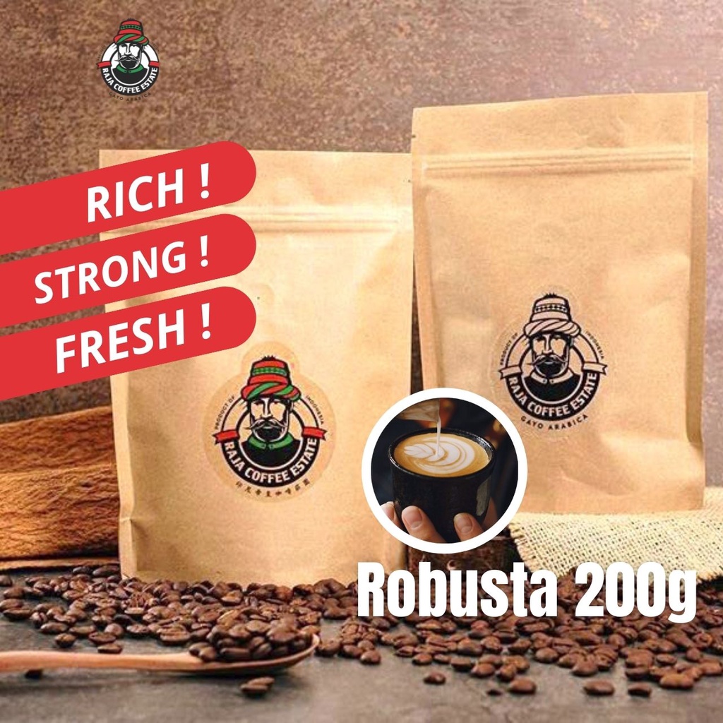 

KOPI ROBUSTA 200G RAJA COFFEE ESTATE BIJI BUBUK ASLI ACEH GAYO ESPRESSO JAMIN FRESH ROAST SOUVENIR