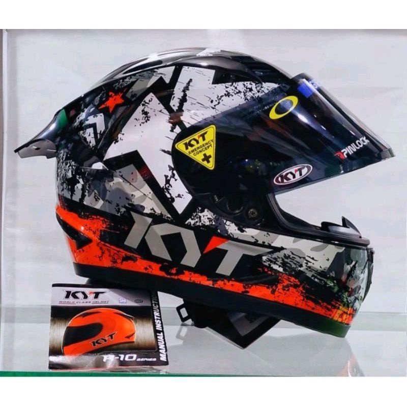 HELM KYT R10 PAKET GANTENG SERI 3 BLAK/RED ORIGINAL-Seri 3 red+smoke