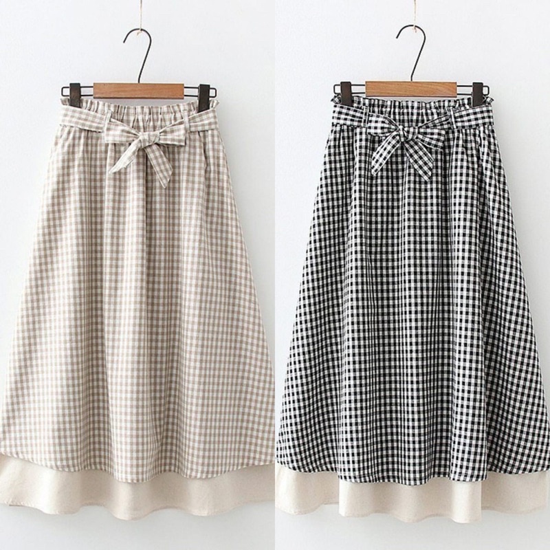 LESTI SKIRT - Rok katun kotak stylish - Rok kotak-kotak