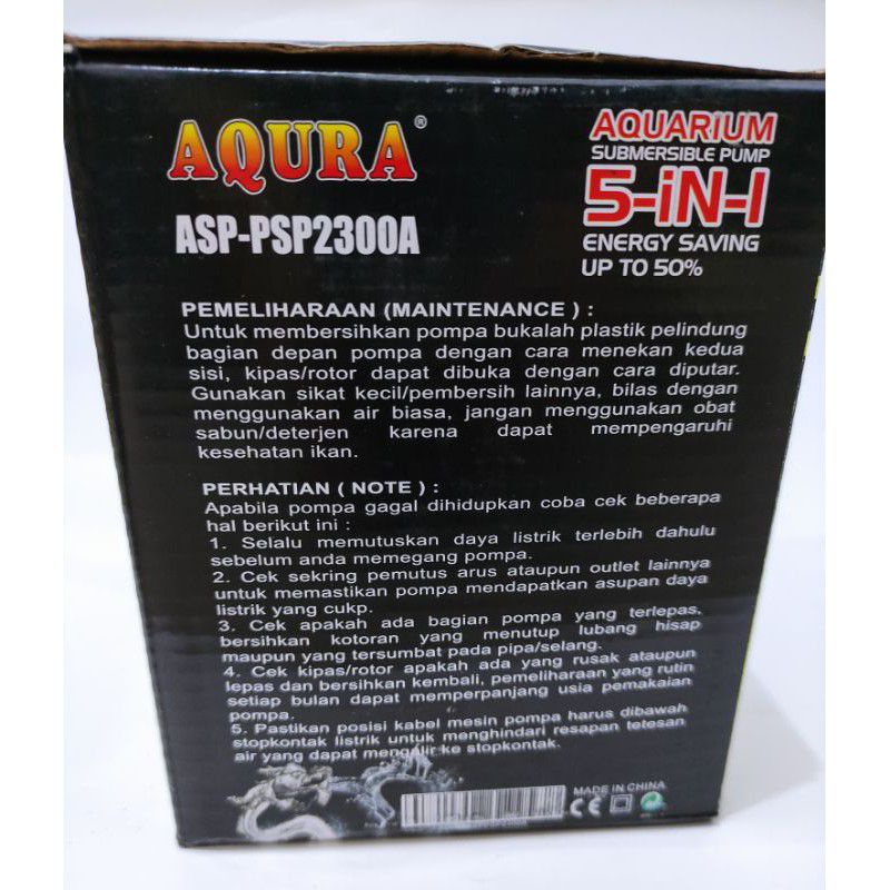 Pompa Aquarium kolam AQURA ASP PSP 2300A