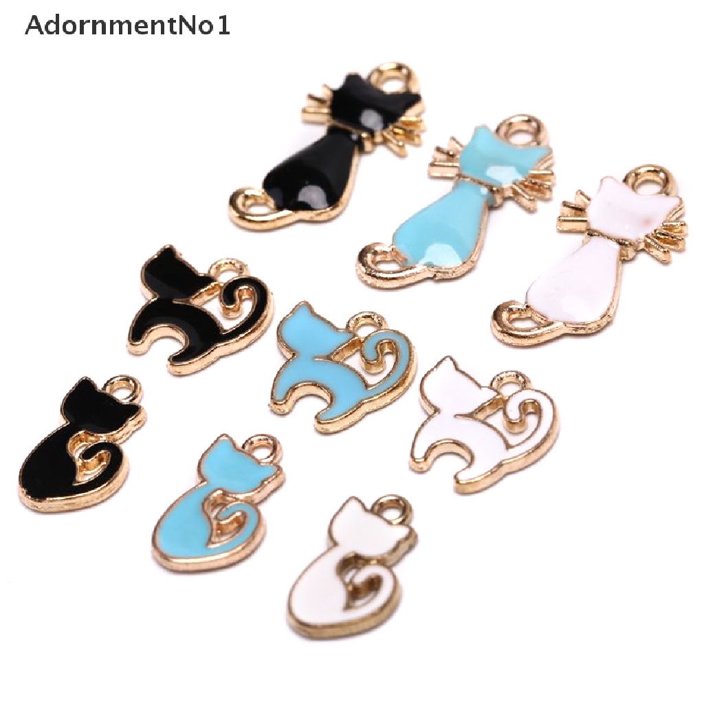 [AdornmentNo1] 10Pcs/Set Enamel Alloy Cat Charms Pendant Jewelry Finding DIY Craft Making Gift  [new]