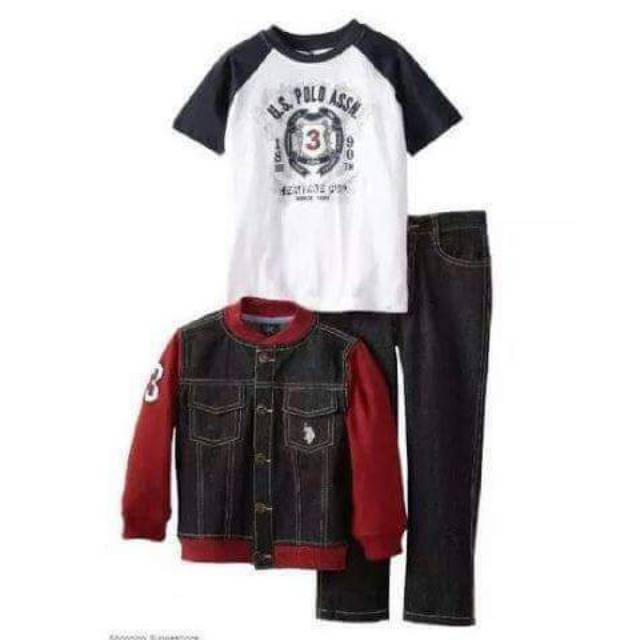 Stelan Anak Polo set jacket jeans 3in1, jacket+shirt+jeans)