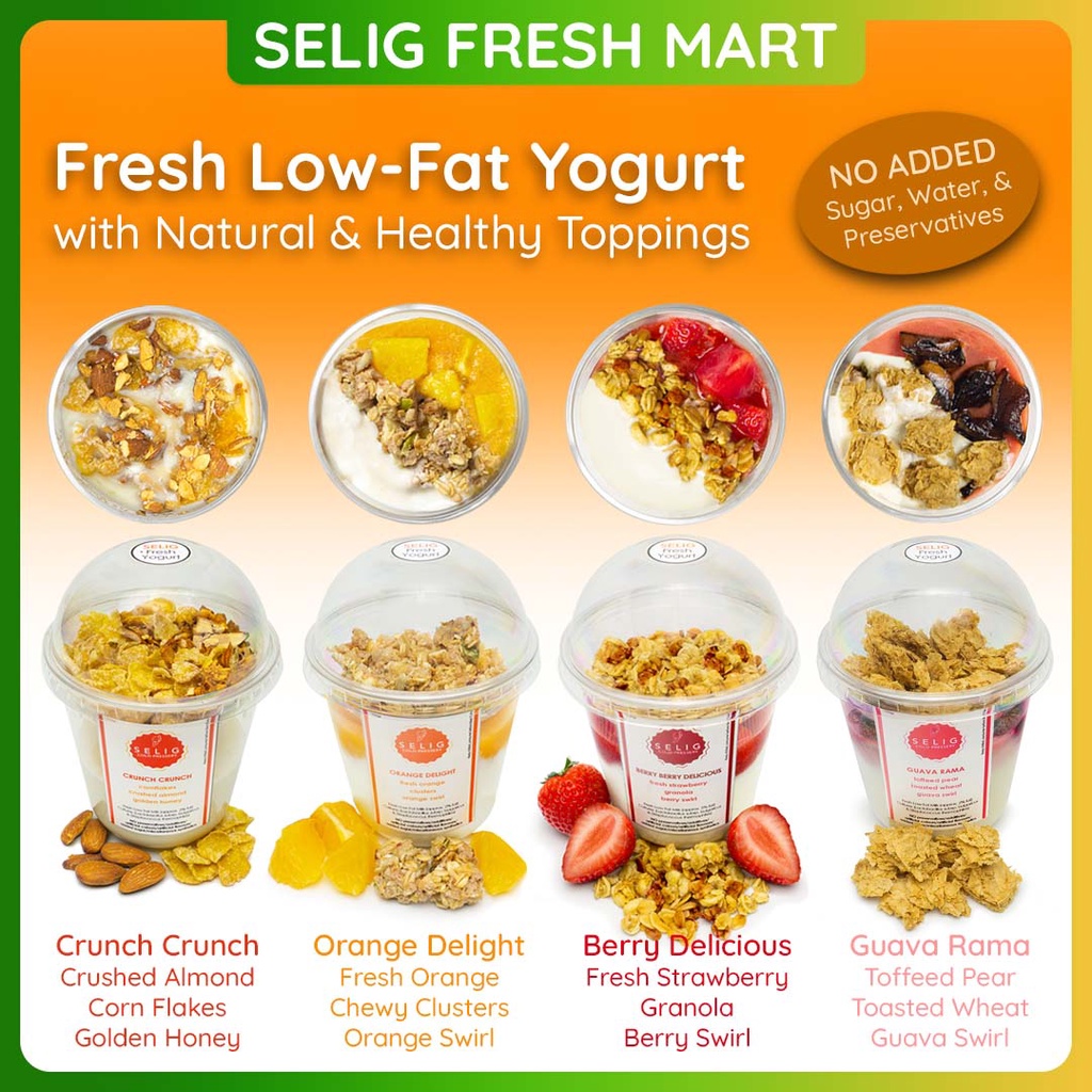 

Fresh Low Fat Yogurt Dengan 3 Topping Sehat ~250gr - Selig Fresh Mart