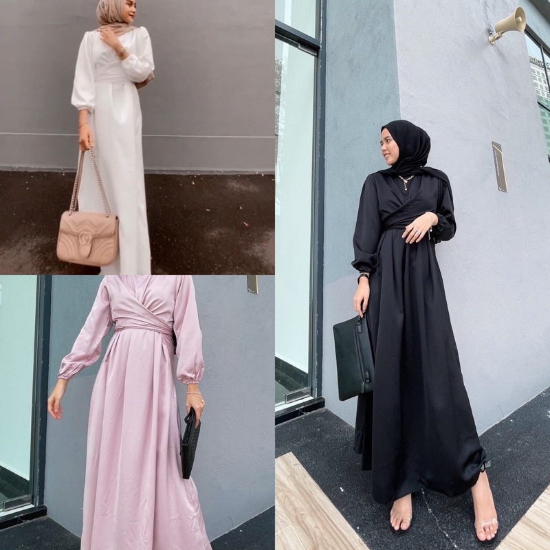 Dress Kondangan Azura Maxy LD 110 Bahan Satin/Gaun Bridesmaid/Dress Pesta/Baju Kondangan Wanita/Luxu
