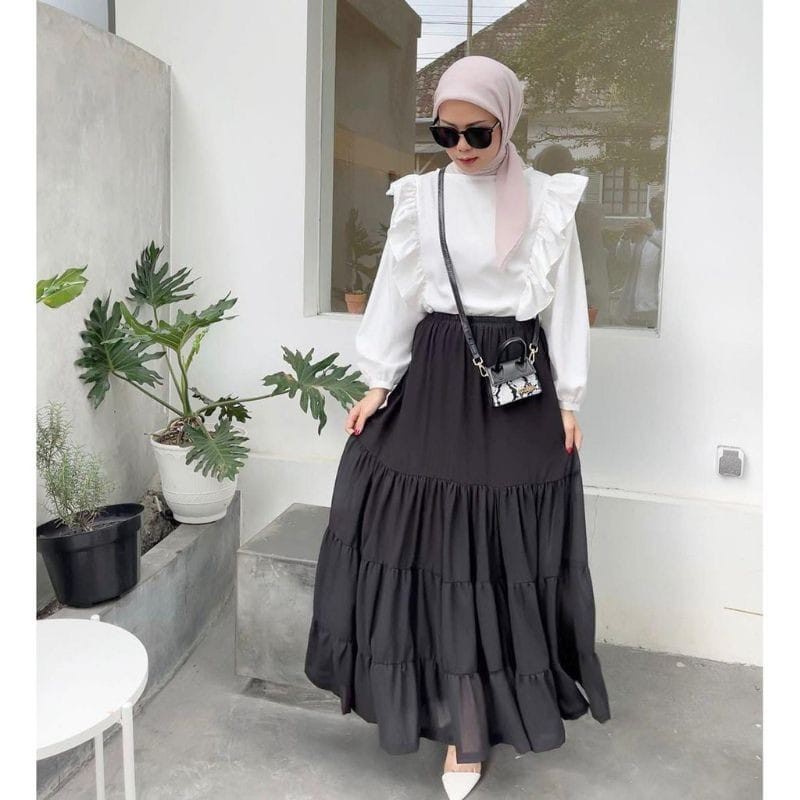 Alny Hijab - Rok Canda / Rok Susun Maxi Skirt Rok Bangkok Skirt Rok Umpak Rok Ceruty Rok Panjang