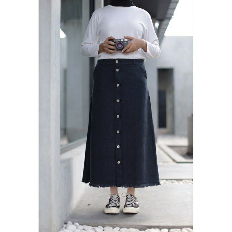 ROK BUTTON / BUTTON SKIRT / ROK JEANS / ROK JEANS KANCING / ROK JEANS RAWIS