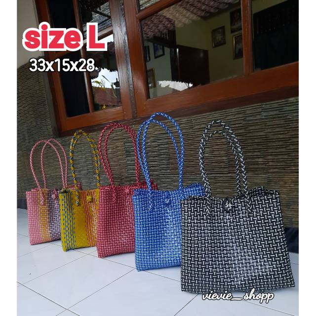 Tas Anyaman Plastik/ Tas Pasar / Tas Jinjing Plastik Candy size Tanggung &amp; Jumbo (L &amp; XL)