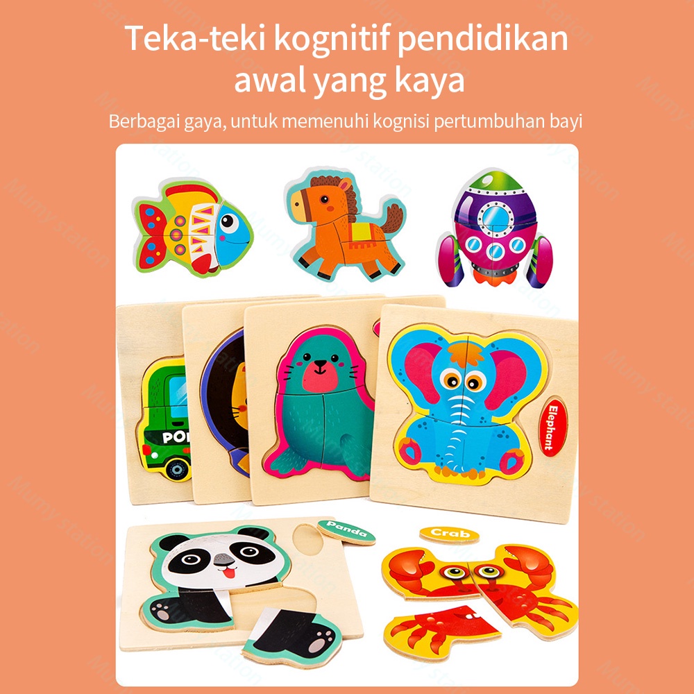 Mumystation Mainan Edukasi anak Puzzle Kayu Jigsaw Lucu Murah Wooden Toys