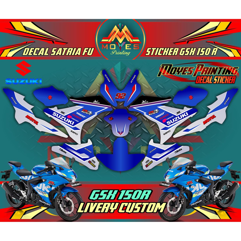 decal sticker suzuki gsx 150 stiker decal motor gsx 150 - Motif Livery Custom
