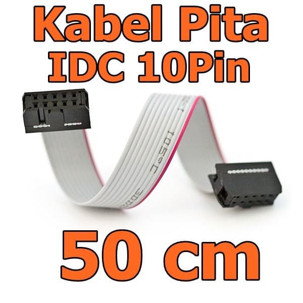 Kabel Pita IDC 10 Pin panjang 50cm 10p plus konektor terpasang