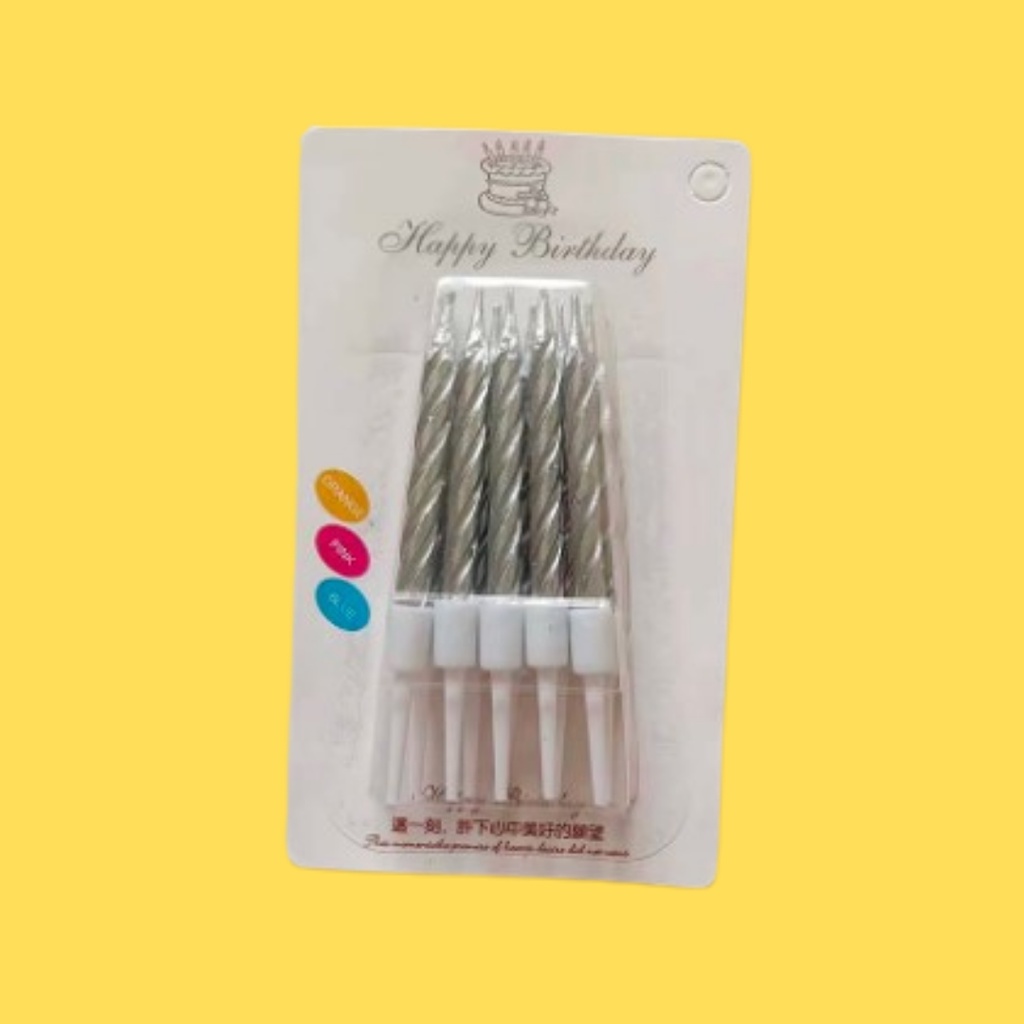 Lilin Ulang Tahun Ulir Spiral Pendek metalik isi 10 pcs