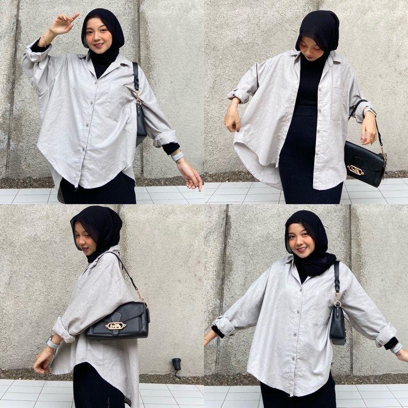 OLIVIA KEMEJA LINEN OVERSIZE HITS OOTD ALA SELEBGRAM FASHION WANITA TERMURAH