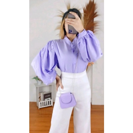 BAJU OOTD HIJAB BLOUSE LENGAN PANJANG GIO GIO ATASAN WANITA LILAC