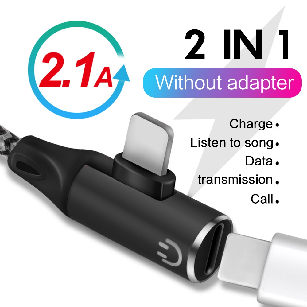 Kabel Charger Date Cable 2 in 1 Lightning To Lightning Fast Charge 21a 1.0m Kabel Cable