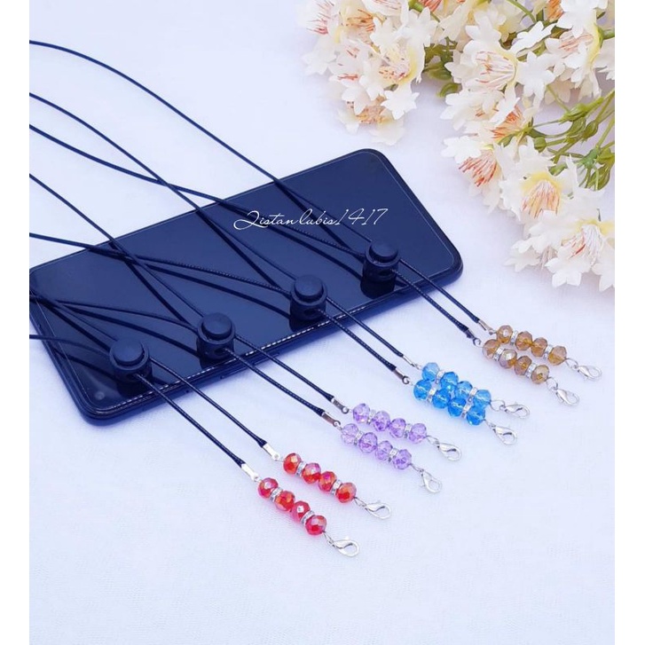 Strap kristal tali Korea seri 1 beli 10 free 2