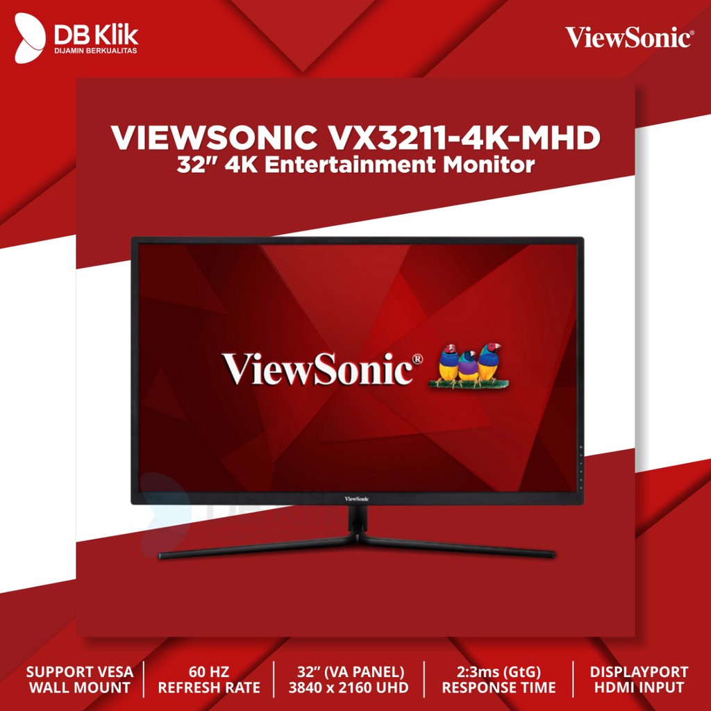 LED Monitor VIEWSONIC VX3211-4K-MHD 31.5 60Hz UHD HDMI DP - VX3211 4K