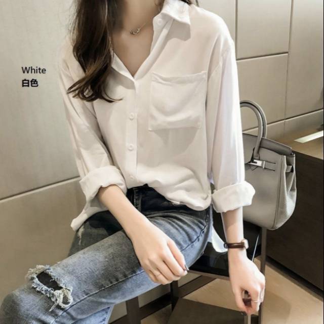 Kemeja polos kekinian style korea / Oversize