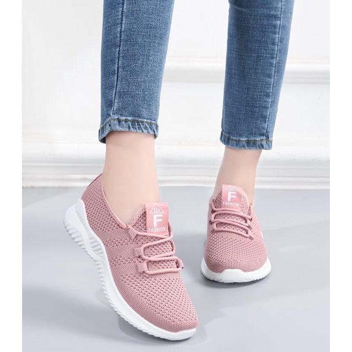 TOPGROSIR  LV0118 Sepatu Sneakers Wanita Import Bahan Kavas Inisial F (no box)