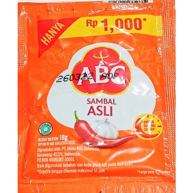 

Saos Sambal ABC Sachet 1 Pack Isi 10 sachet Sambel Asli Sambal Extra Pedas Super Dandeshop