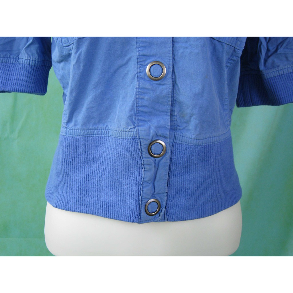 JK-31 (S) jaket wanita crop biru luaran motor turtleneck