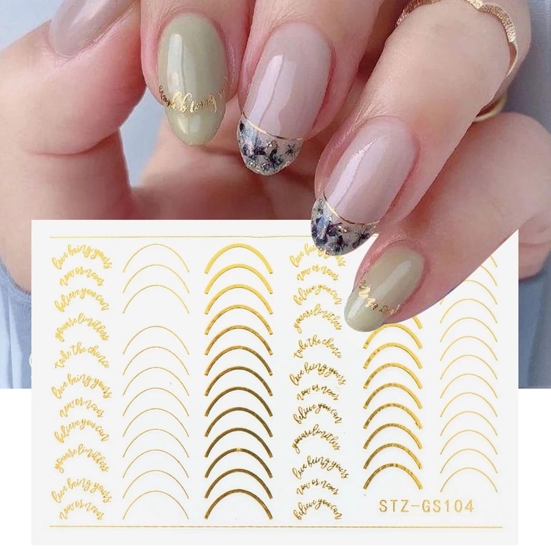 1 Lembar Stiker Kuku Motif Garis 3d Warna Rose Gold Bahan Logam Untuk Aksesoris Manicure