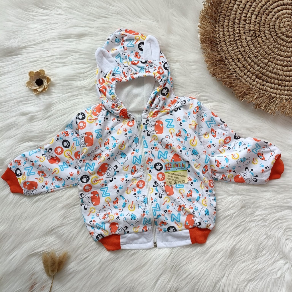 jaket bayi motif animals putih 3-12 bulan