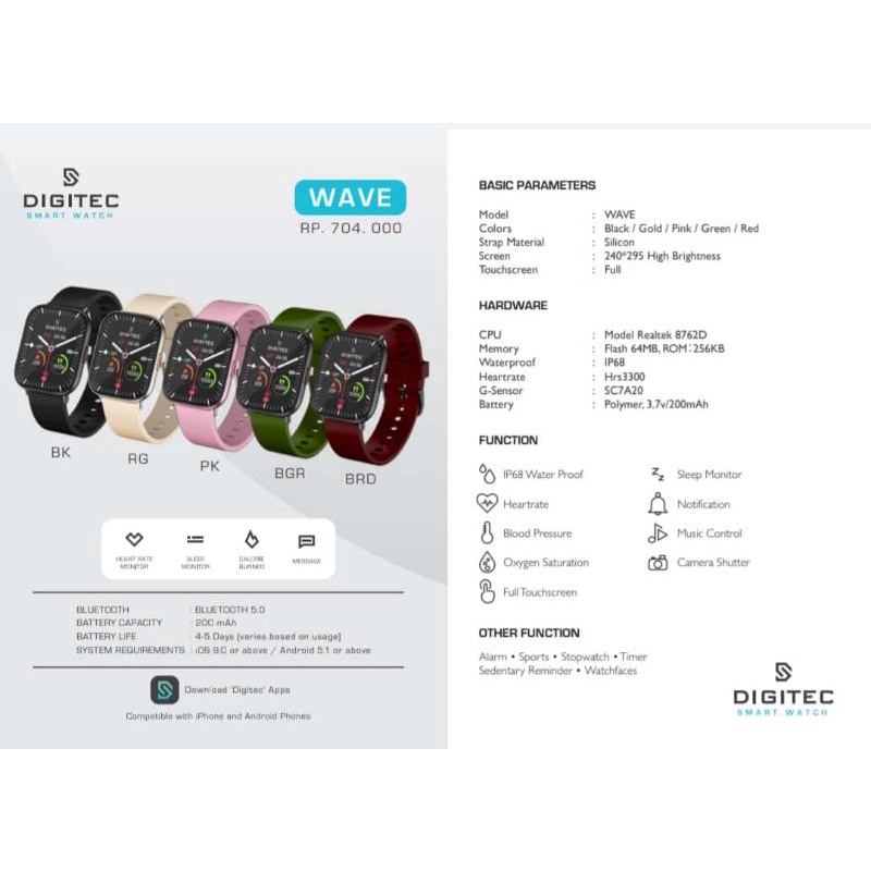 Jam Tangan Smartwatch Original Digitec Wave