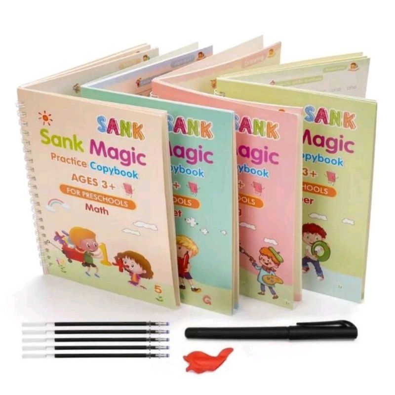 

Sank Magic Book (6 Refill pen + 4 Book) Buku belajar menulis tinta hilang sendiri