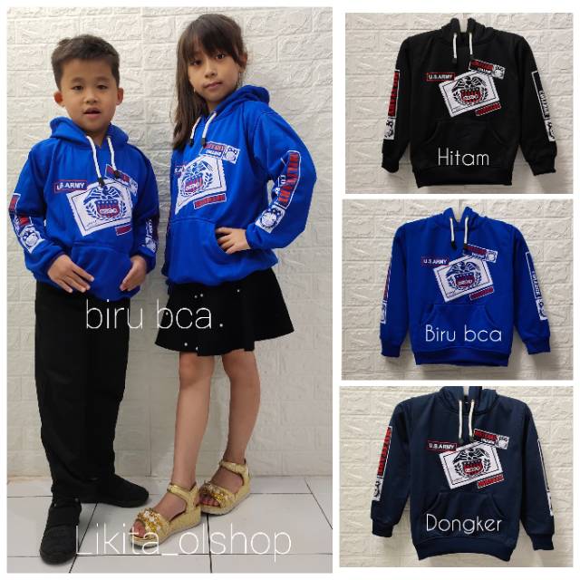 Jaket Sweater hoodie anak/militery/bahan fleece/bisa COD